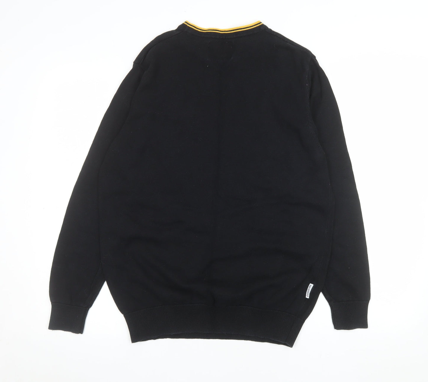 Lambretta Men's Black Cotton Crew Neck Pullover Jumper M