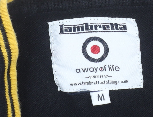 Lambretta Men's Black Cotton Crew Neck Pullover Jumper M
