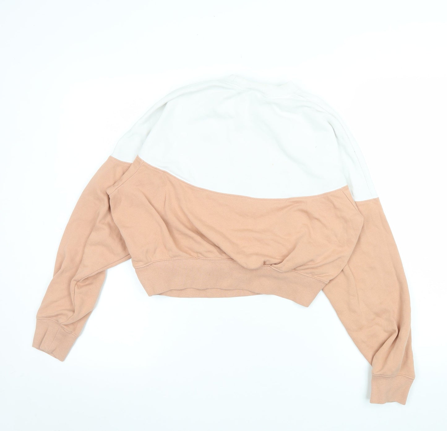 Nike Women’s Beige & White Colourblock Pullover Sweatshirt Size L