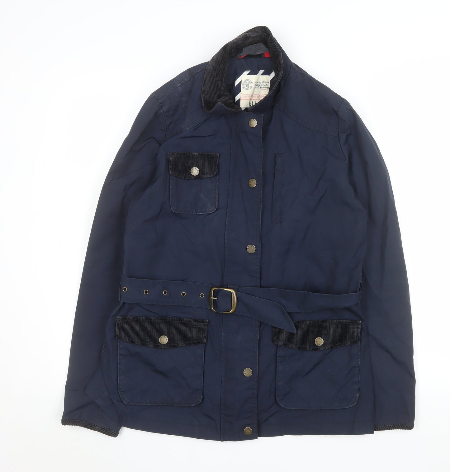 Fat Face Women's Blue Belted Parka Jacket Size 12 Lined Outdoor Style