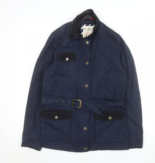 Fat Face Women's Blue Belted Parka Jacket Size 12 Lined Outdoor Style