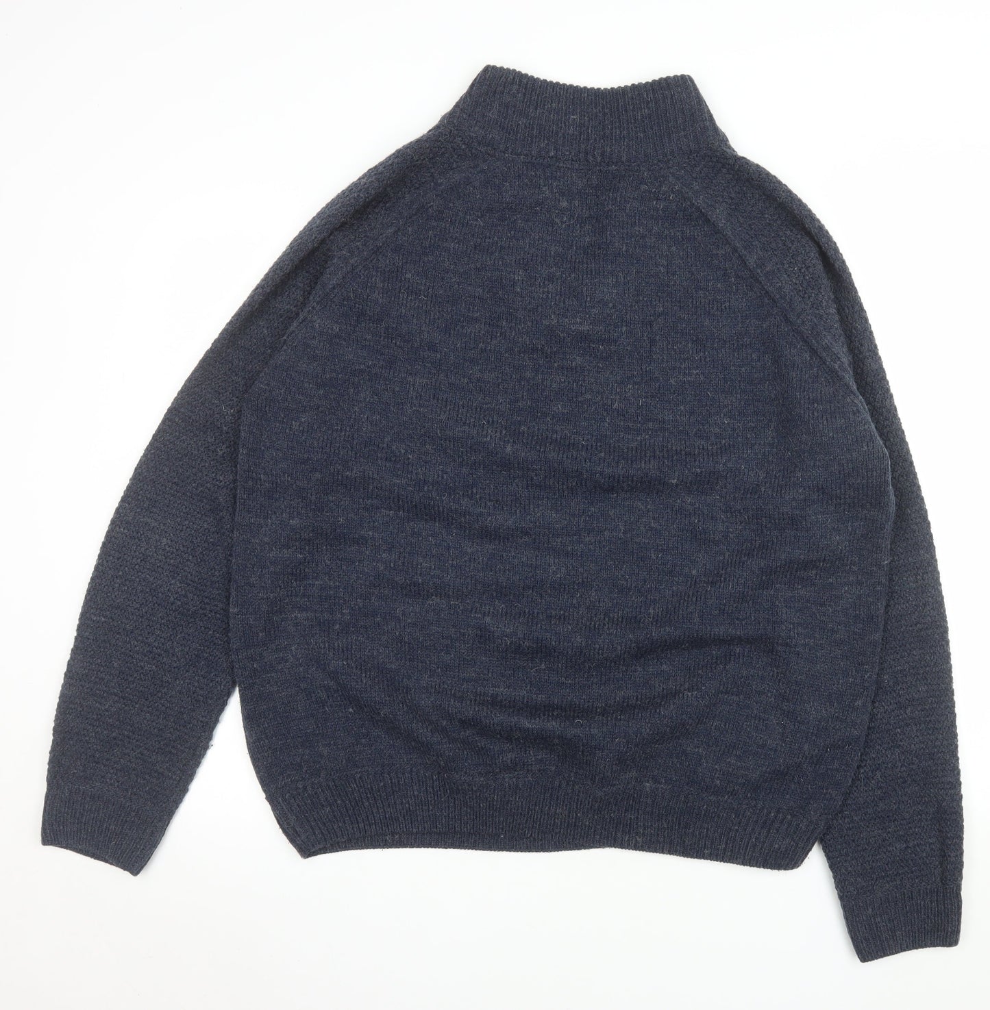 Eastex Men's Blue Henley Jumper XL Wool Blend Knit