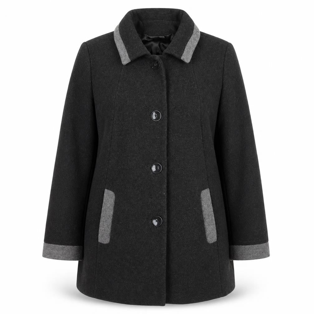 Eastex Women Black Wool Blend Mid-Length Coat Size 18