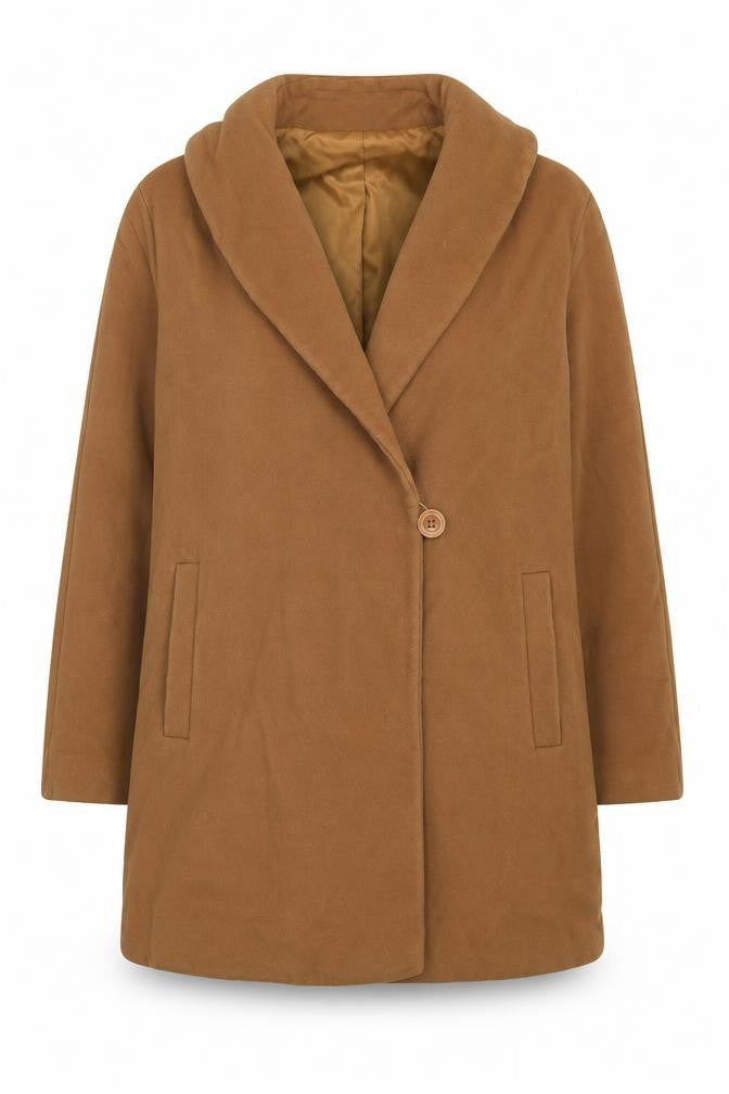 Alexon Women Brown Wool Cashmere Mid-Length Overcoat UK 14