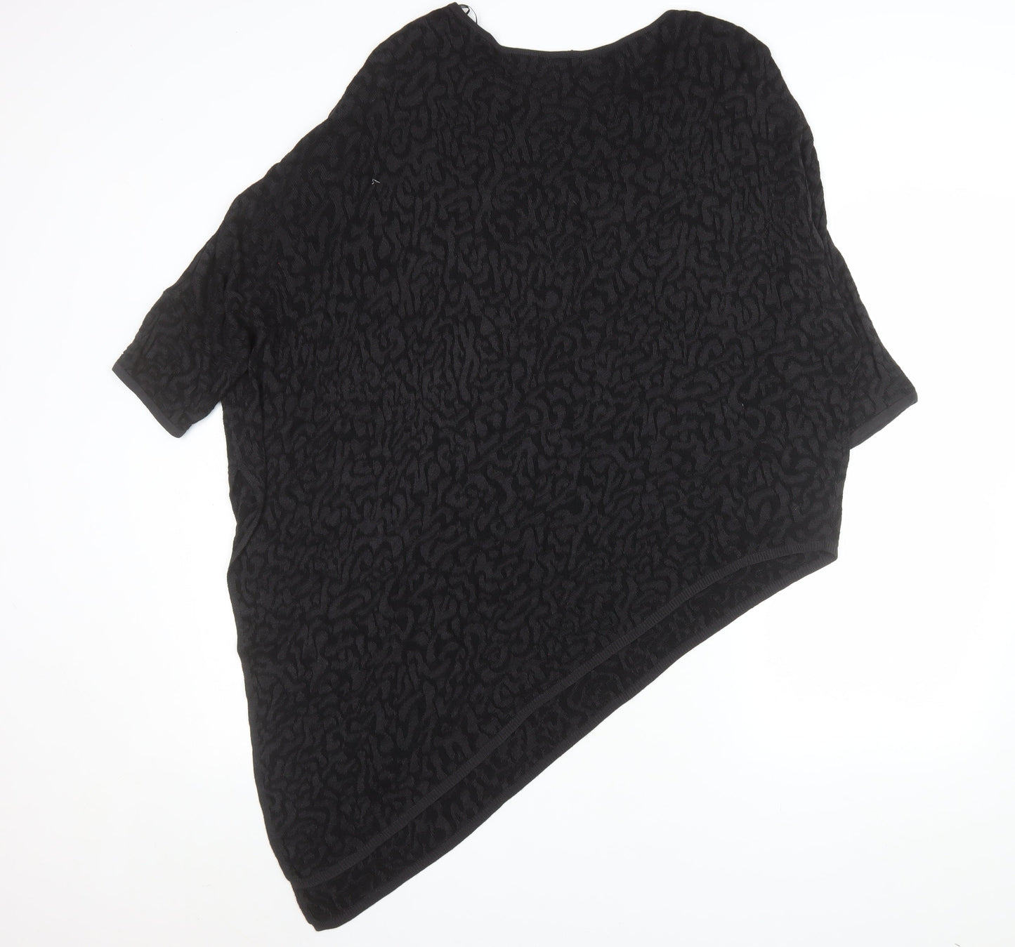 Phase Eight Women Black Animal Textured Tunic Top L Viscose Dolman Sleeve