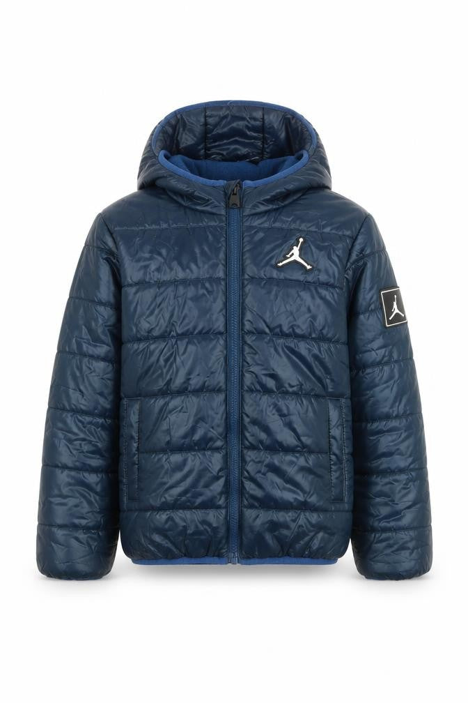 Jordan Boys Blue Hooded Puffer Jacket 7 Years Polyester Winter Coat