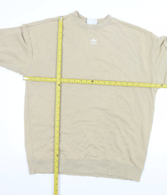 Adidas Men Beige 3XL Crew Neck Pullover Sweatshirt