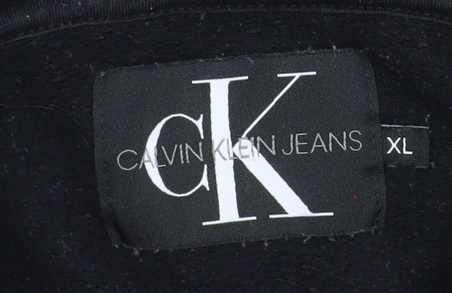 Calvin Klein Jeans Mens Black XL Pullover Hoodie Cotton Blend