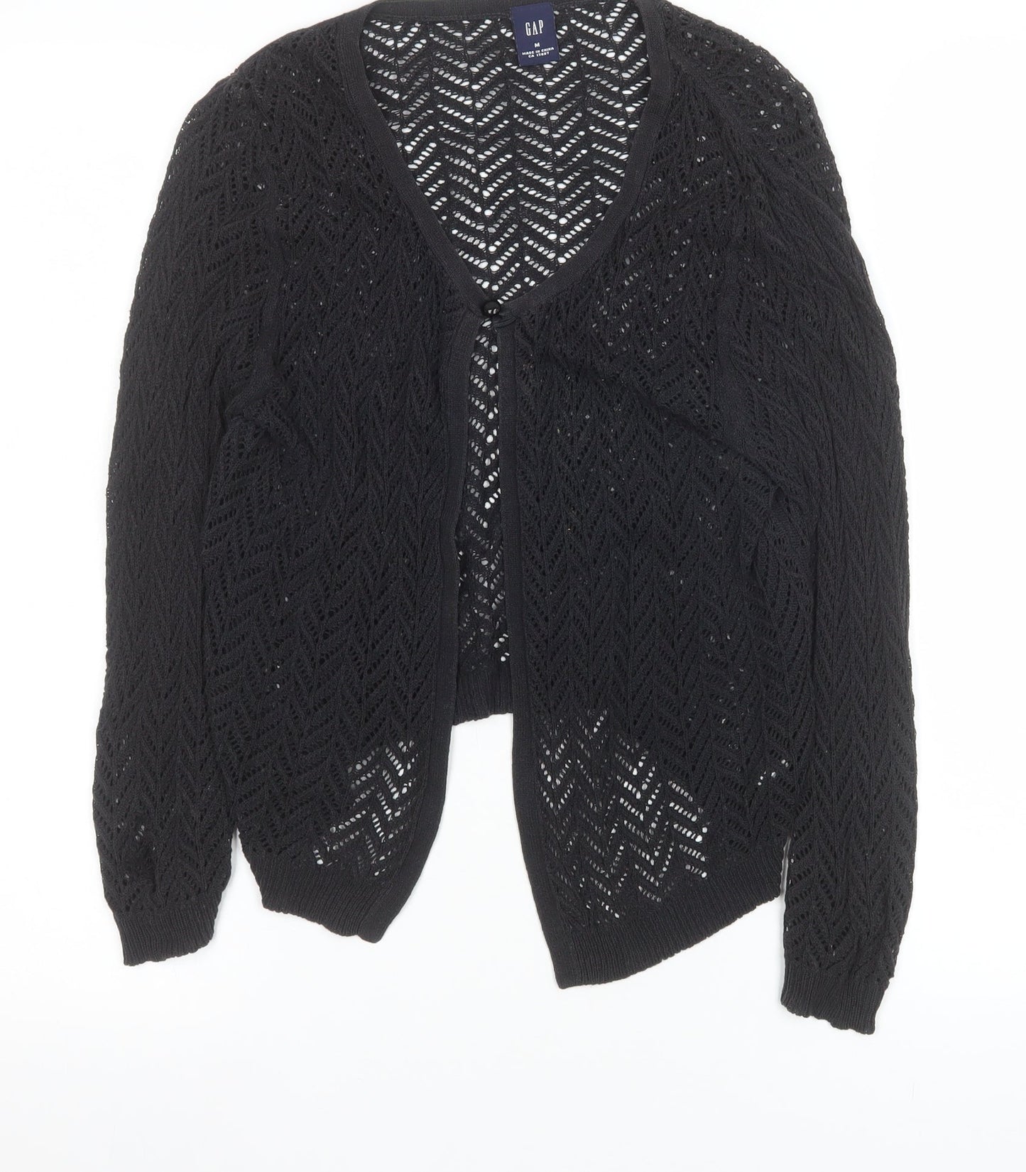 GAP Women's Black Open-Knit Cotton Cardigan Size M