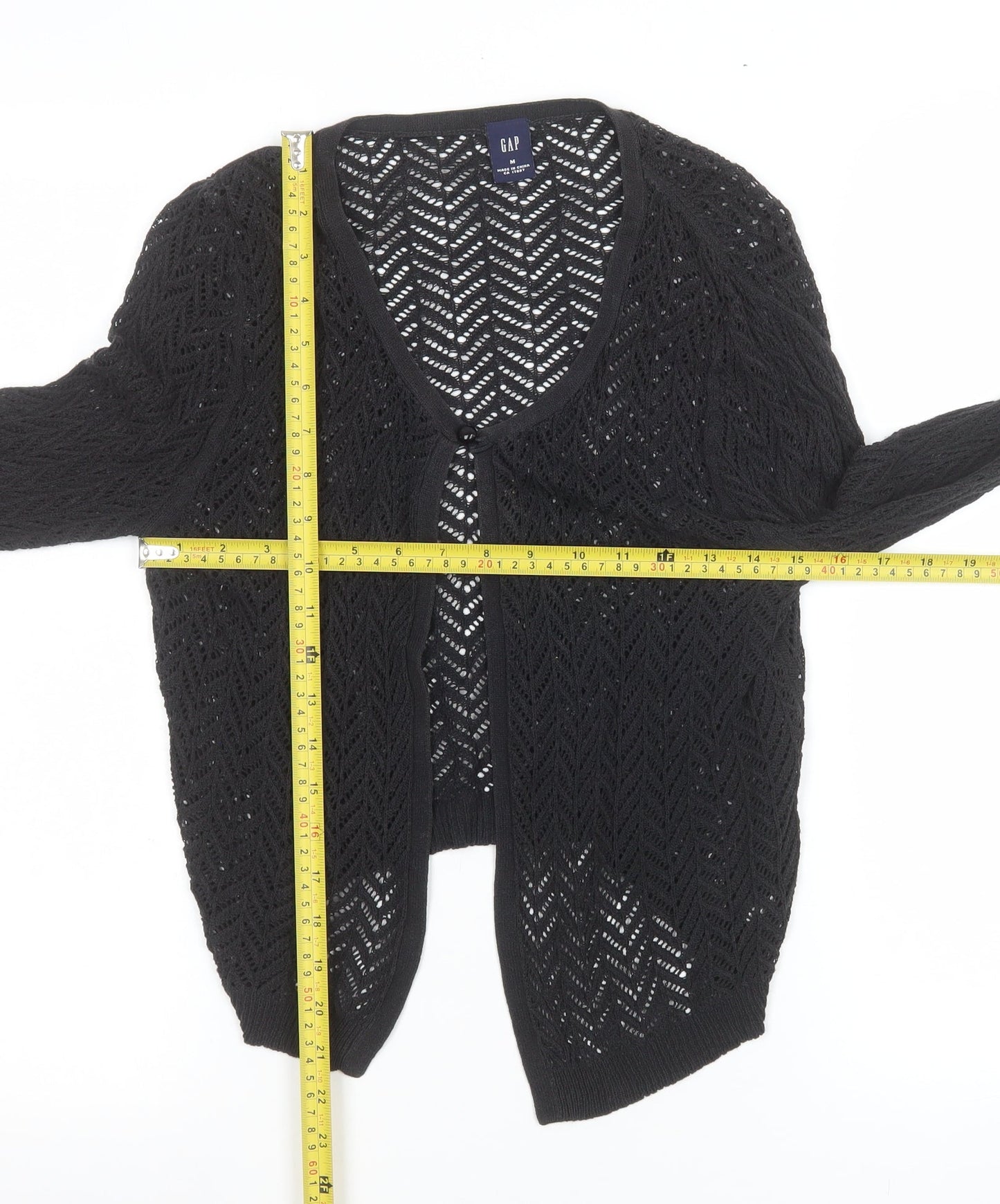 GAP Women's Black Open-Knit Cotton Cardigan Size M