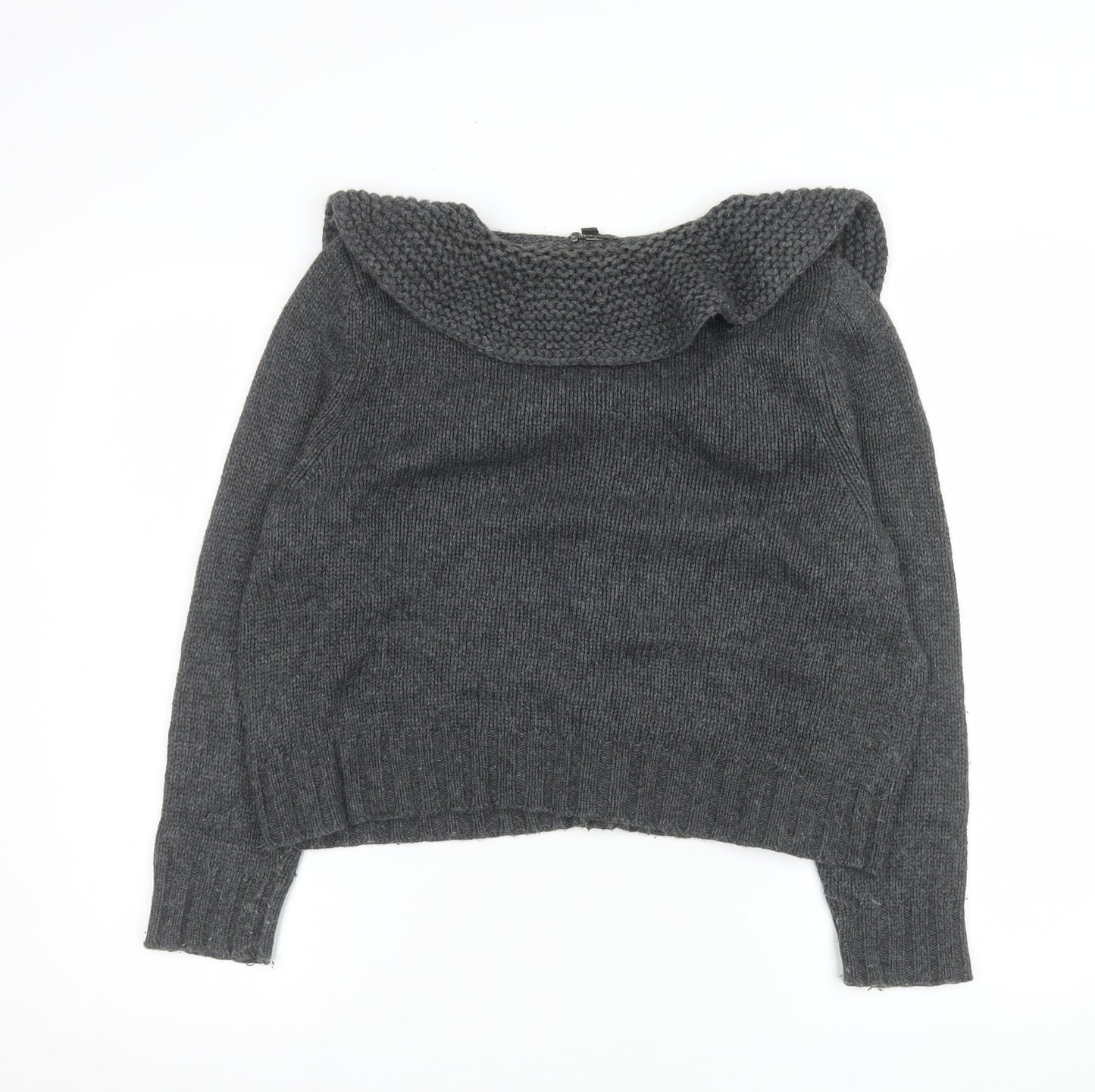 NW3 Women Grey L Cardigan Lambswool Angora Blend Knit