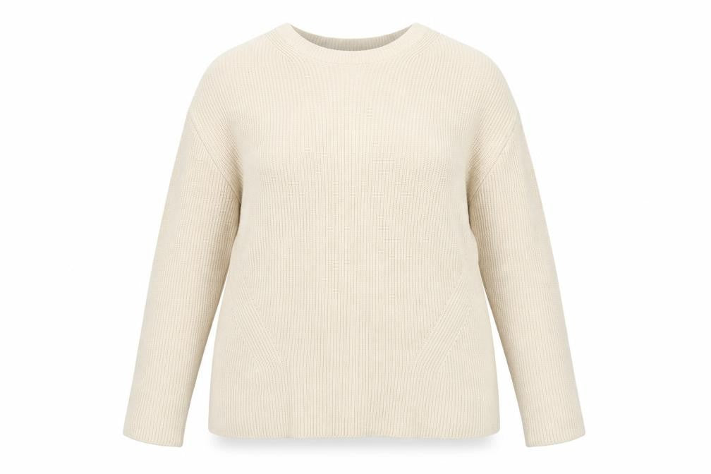 Jasper Conran Women Beige Cotton Knit Crew Neck Pullover Jumper Size 18