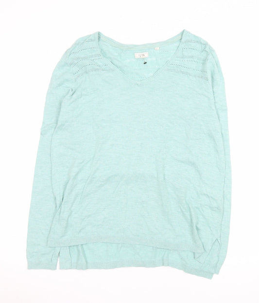 Fat Face Women’s Green Cotton Long Sleeve Jersey Blouse Size 12