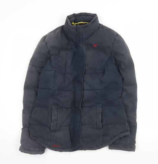 Joules Women's Blue Padded Puffer Jacket Size 12 Cotton Blend