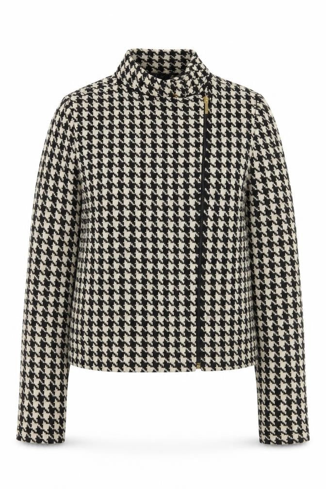 Chaps Women's Black Houndstooth Cotton Biker Jacket Size S