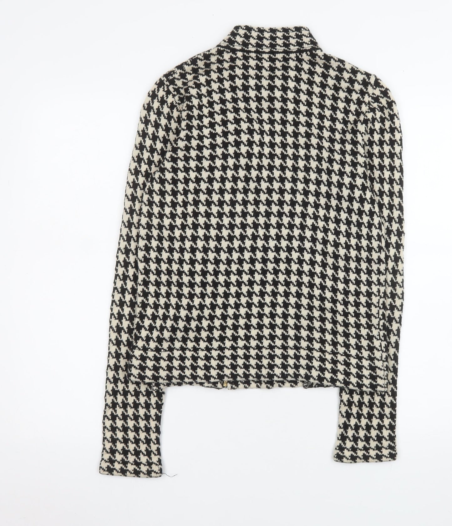 Chaps Women's Black Houndstooth Cotton Biker Jacket Size S