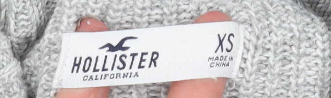Hollister Women’s Grey Roll Neck Chunky Knit Pullover Jumper XS