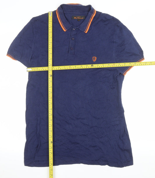 Ben Sherman Men's Blue Cotton Polo Shirt Size L Short Sleeve