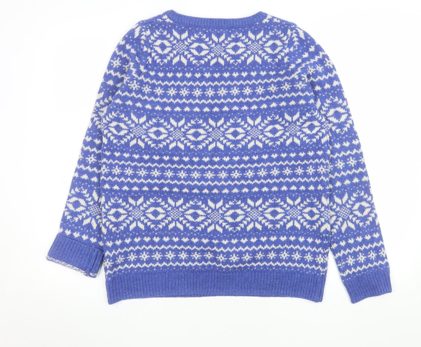 Marks and Spencer Women Blue Fair Isle Lambswool Jumper UK 12
