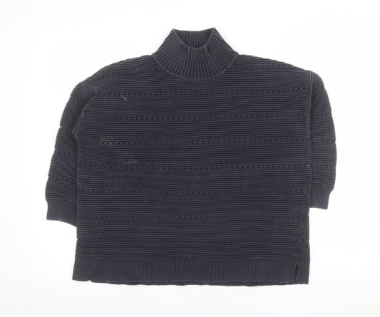 French Connection Men’s Blue Roll Neck Chunky Knit Jumper Size S