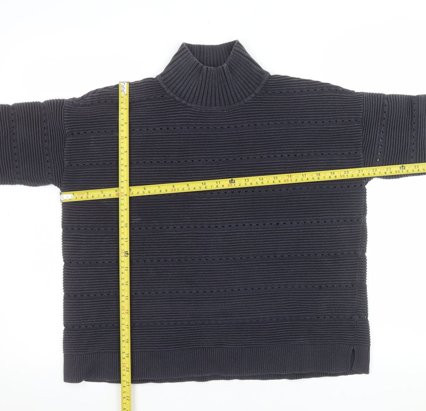 French Connection Men’s Blue Roll Neck Chunky Knit Jumper Size S