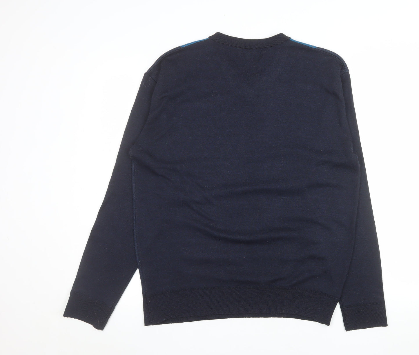 Pierre Cardin Men's Blue Argyle V-Neck Pullover Sweatshirt M
