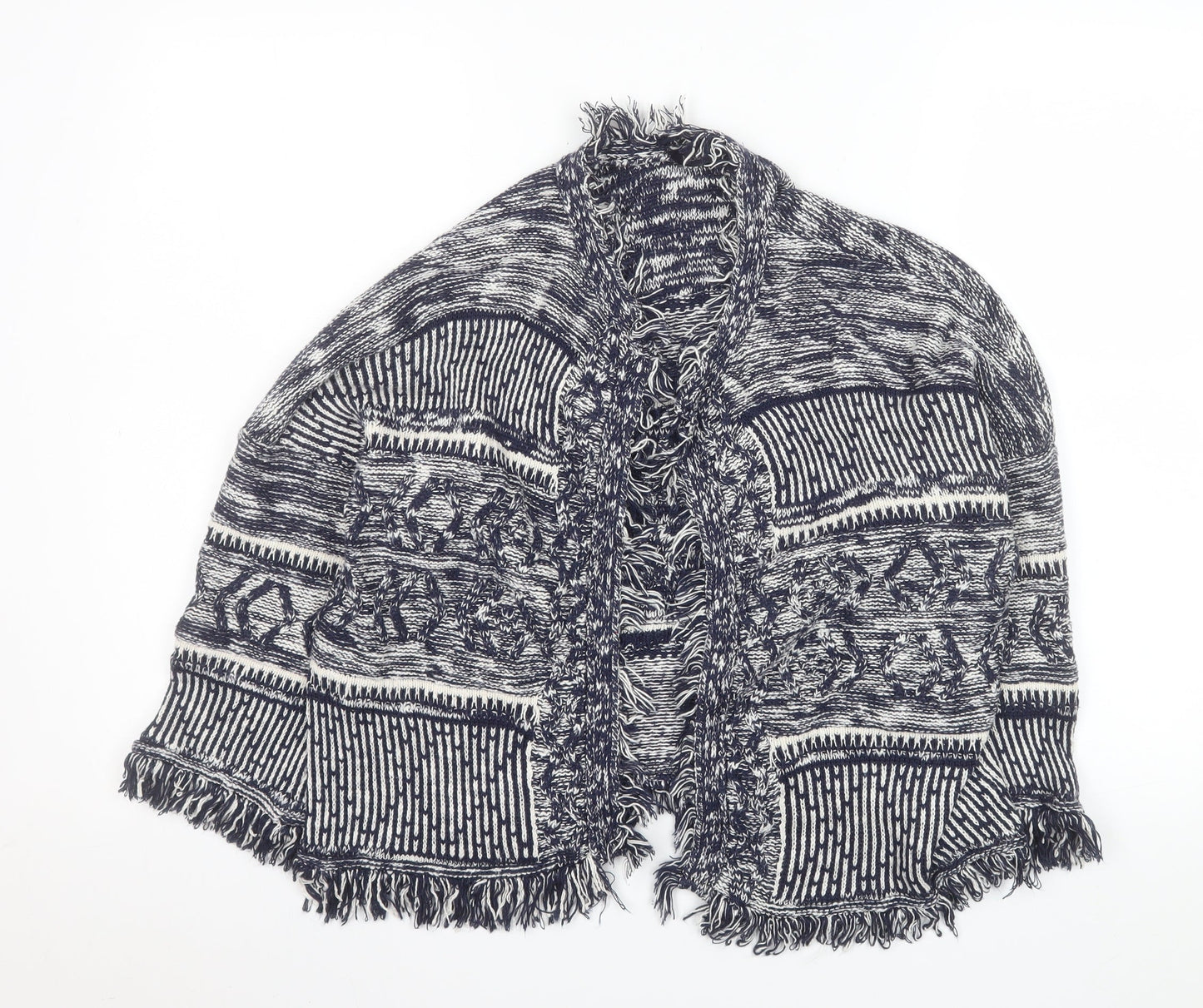 Marks and Spencer Women Blue Knit Fringe Cardigan M