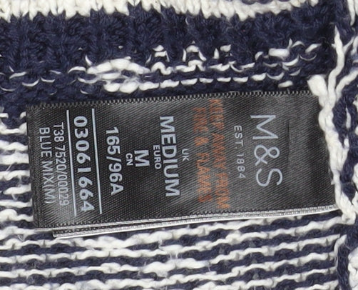 Marks and Spencer Women Blue Knit Fringe Cardigan M