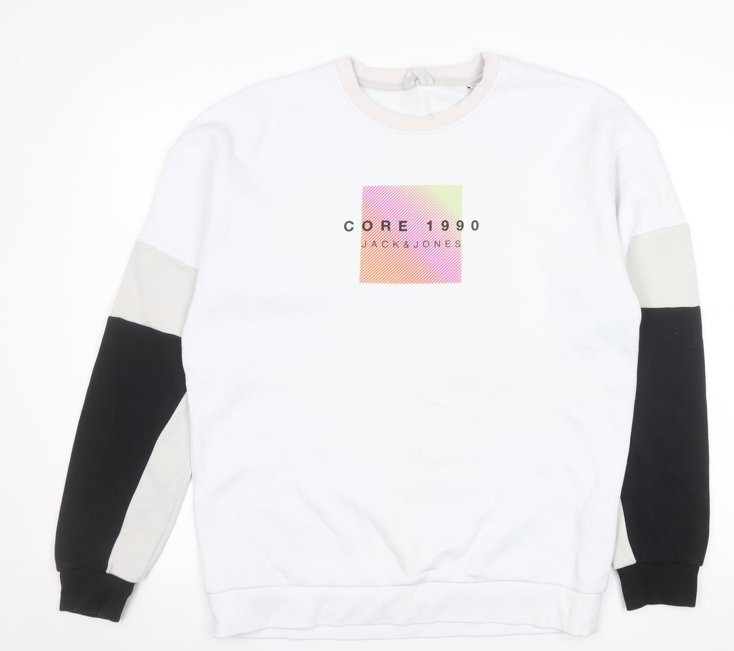 Jack & Jones Men's White Crew Neck Graphic Sweatshirt Size M