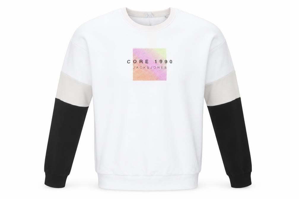 Jack & Jones Men's White Crew Neck Graphic Sweatshirt Size M
