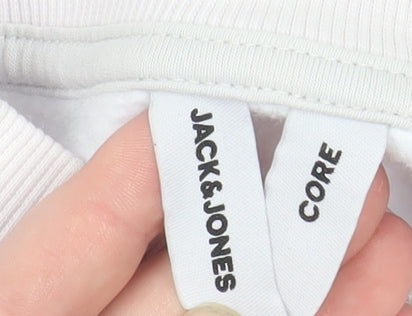 Jack & Jones Men's White Crew Neck Graphic Sweatshirt Size M