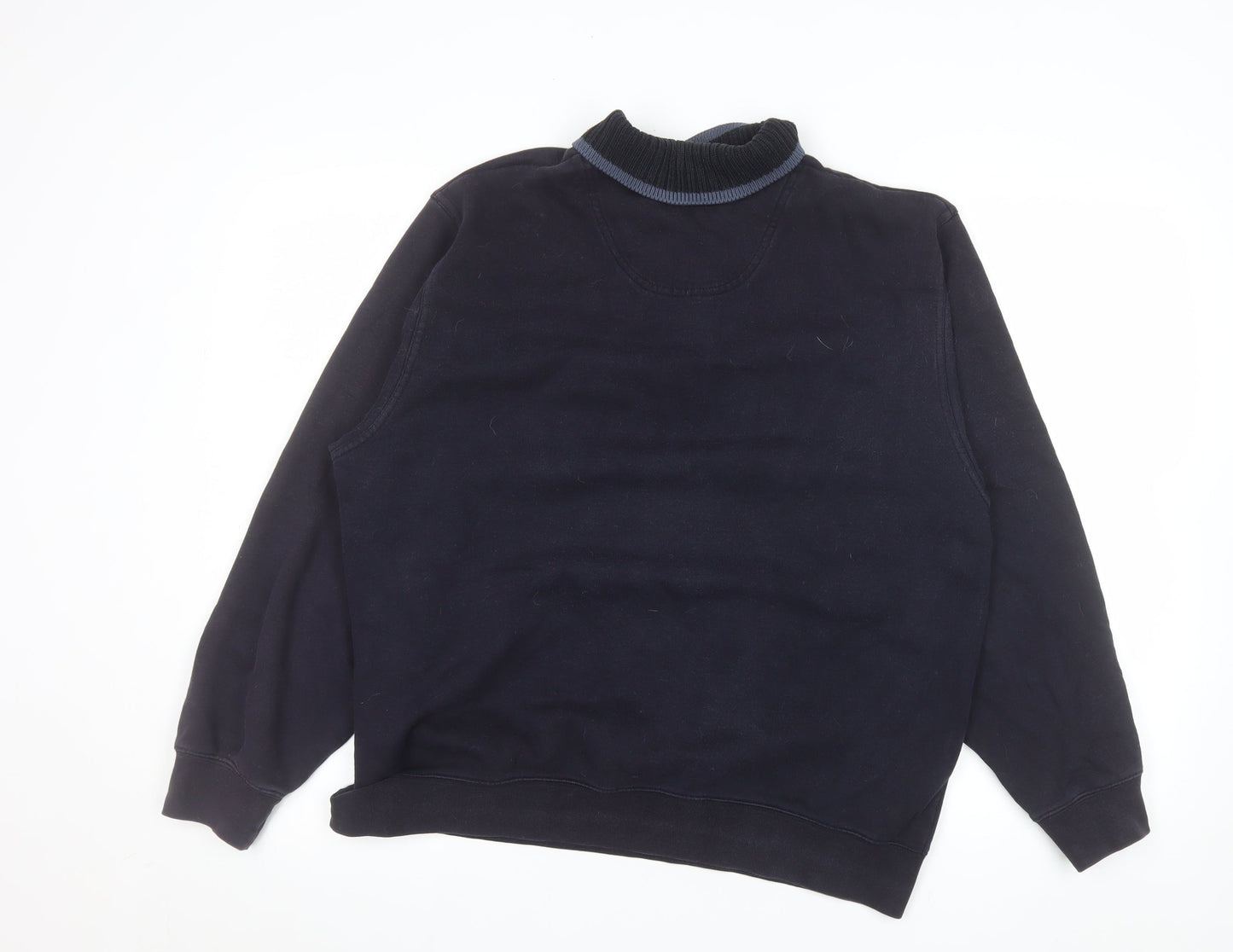 Marks and Spencer Men's Navy Fair Isle Collared Henley Sweatshirt Medium