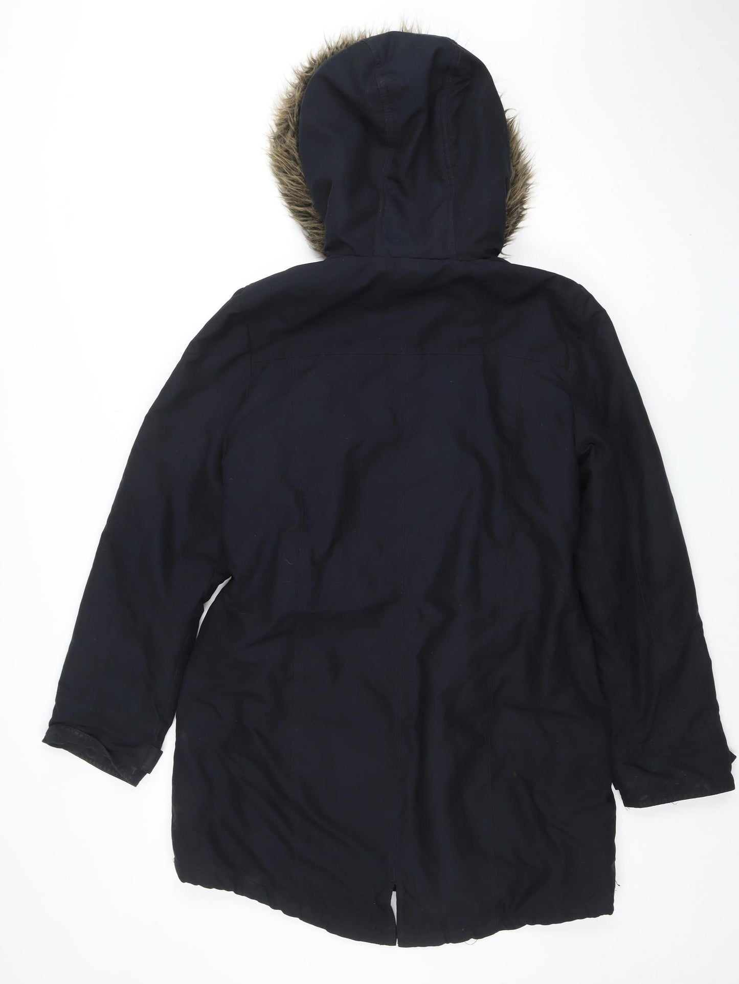 Dorothy Perkins Women’s Black Faux Fur Hooded Parka Coat Size 12