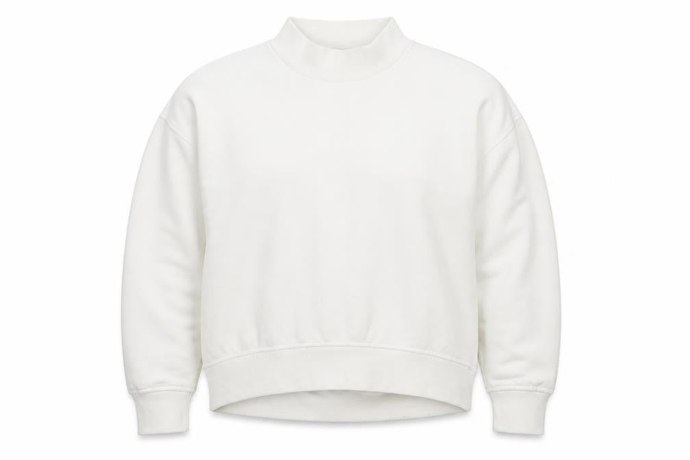 Front view of C&A Women Off White M Pullover Sweatshirt Cotton Blend