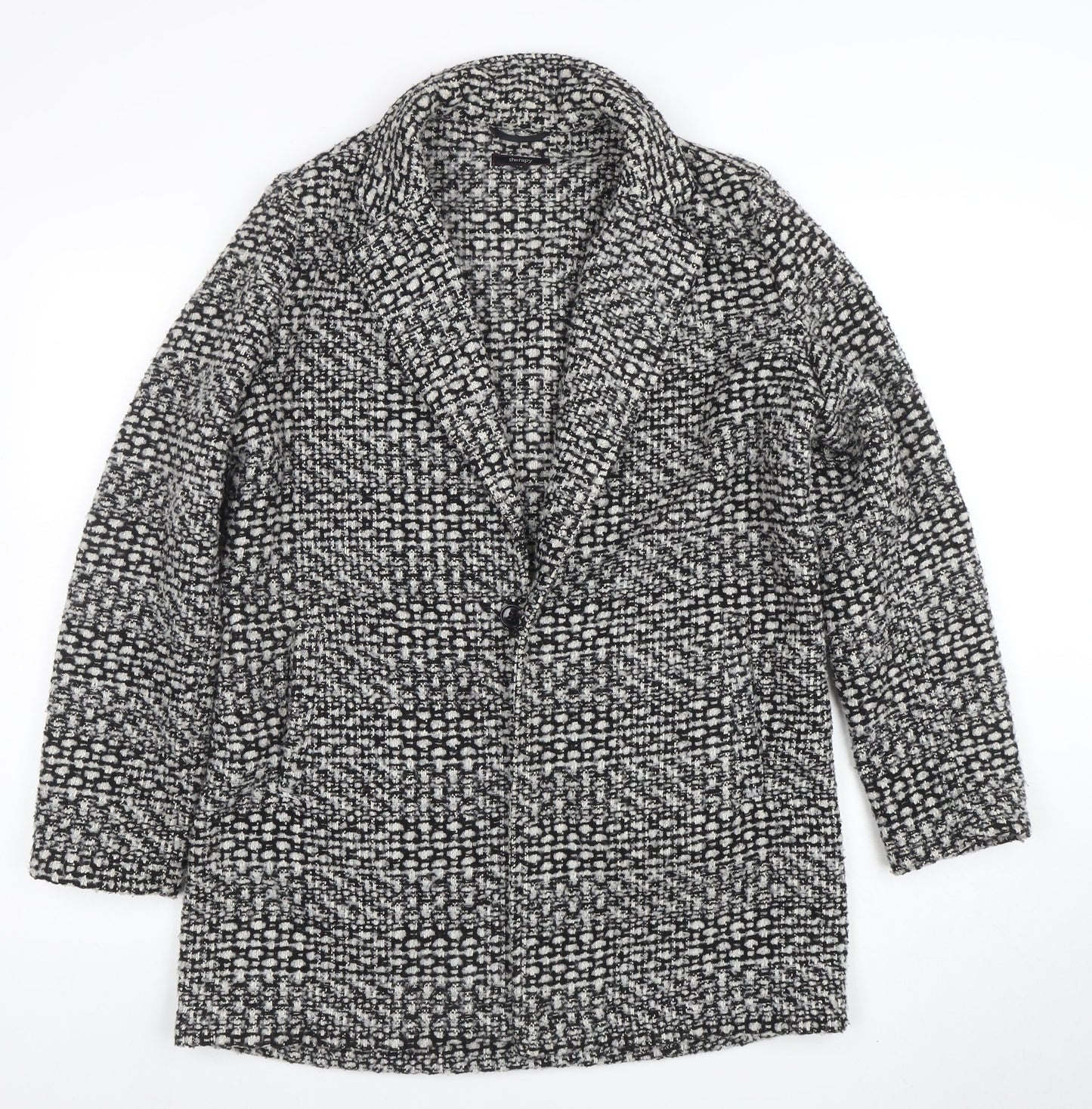 Therapy Women’s Grey Tweed Mid-Length Overcoat Size 14