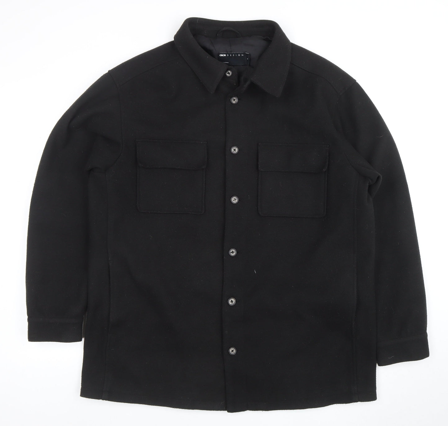 ASOS DESIGN Men's Black Mid-Length Wool Blend Jacket M 40in