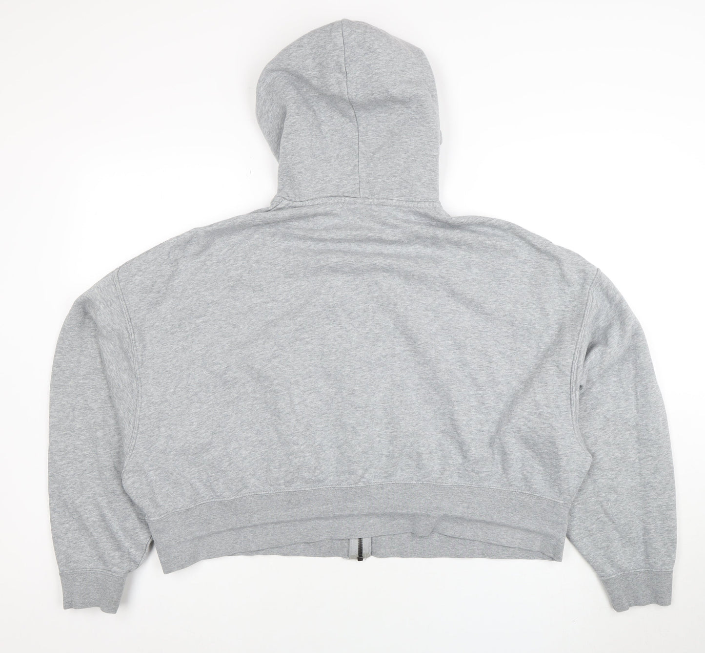 Nike Women Grey Full Zip Hoodie M Cotton Blend Logo Sportswear