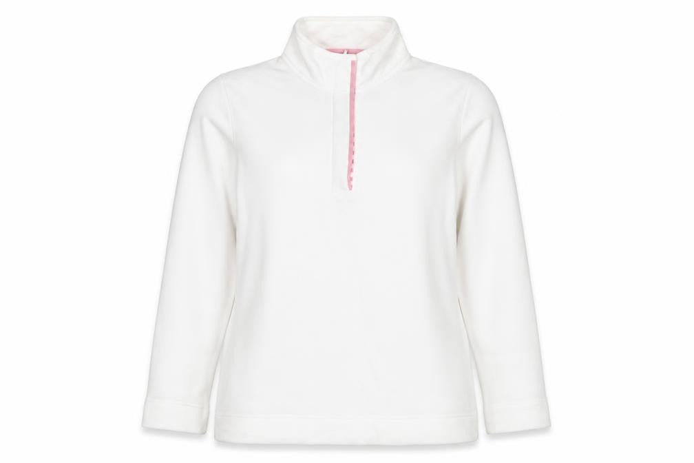 Love Leisure Women's White Size 10 Half Zip Fleece Sweatshirt