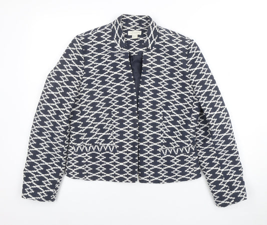 Monsoon Women's Blue Geometric Pattern Blazer Jacket Size 12