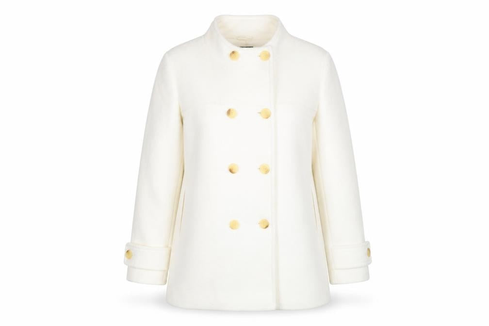 Next Women Ivory Wool Pea Coat UK 22 Double Breasted Winter Jacket