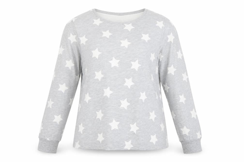 ASOS Women Grey Star Print Pullover Sweatshirt UK 10 Long Sleeve