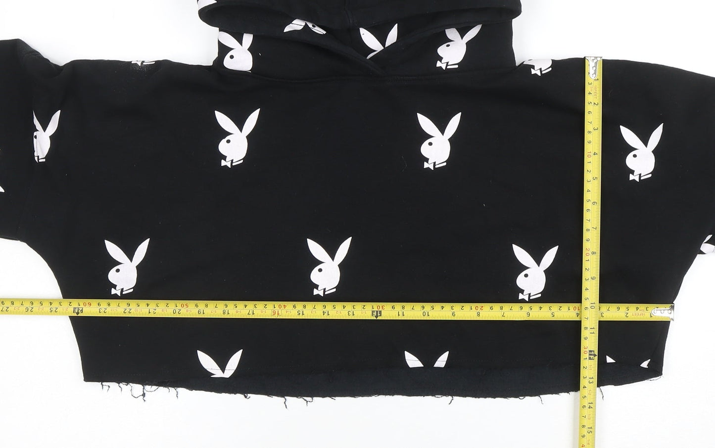 Playboy x Missguided Womens Black Cropped Hoodie UK 10 Hooded Pullover