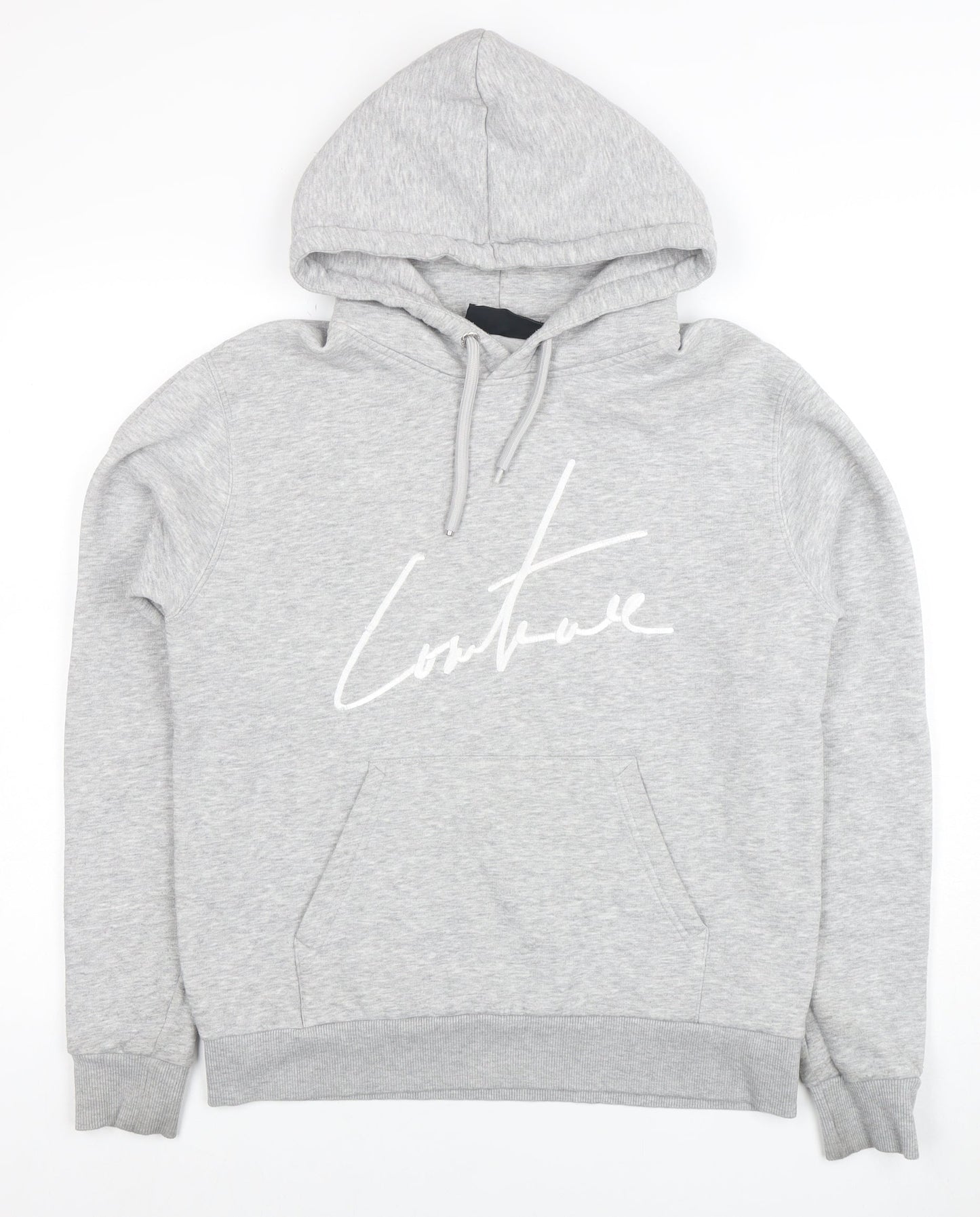 Couture Mens Grey Regular Fit Pullover Hoodie Size L