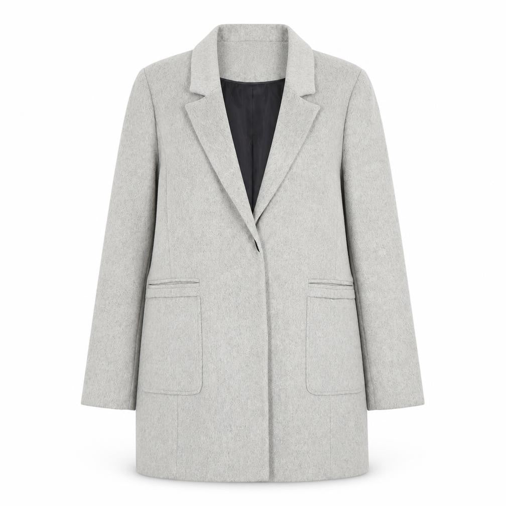 Dorothy Perkins Women Grey Size 12 Classic Wool Blend Blazer Coat