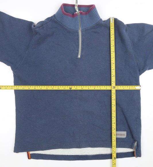 Napapijri Women Blue 1/2 Zip Cotton Sweatshirt Size S