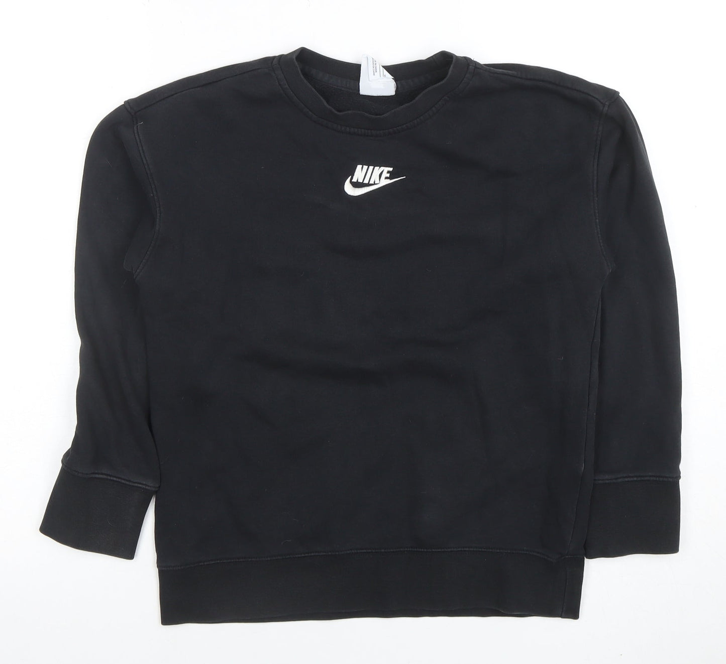 Nike Boys Black Pullover Fleece Sweatshirt 9-10 Years Crew Neck Logo