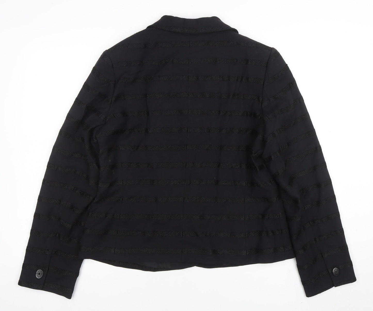 ALEX & Co. Women's Black Wool Blend Striped Blazer UK 16 Classic Fit
