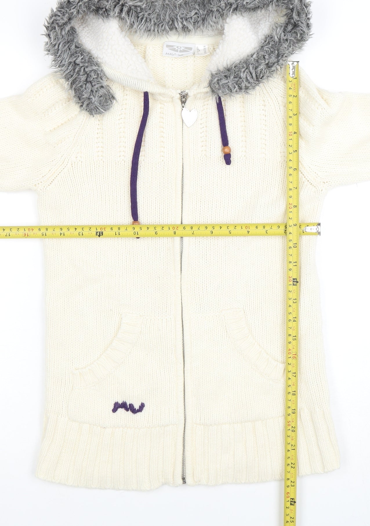 Maui Wowie Women’s Ivory Hooded Full Zip Knit Jumper Size 10