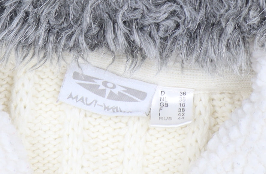 Maui Wowie Women’s Ivory Hooded Full Zip Knit Jumper Size 10