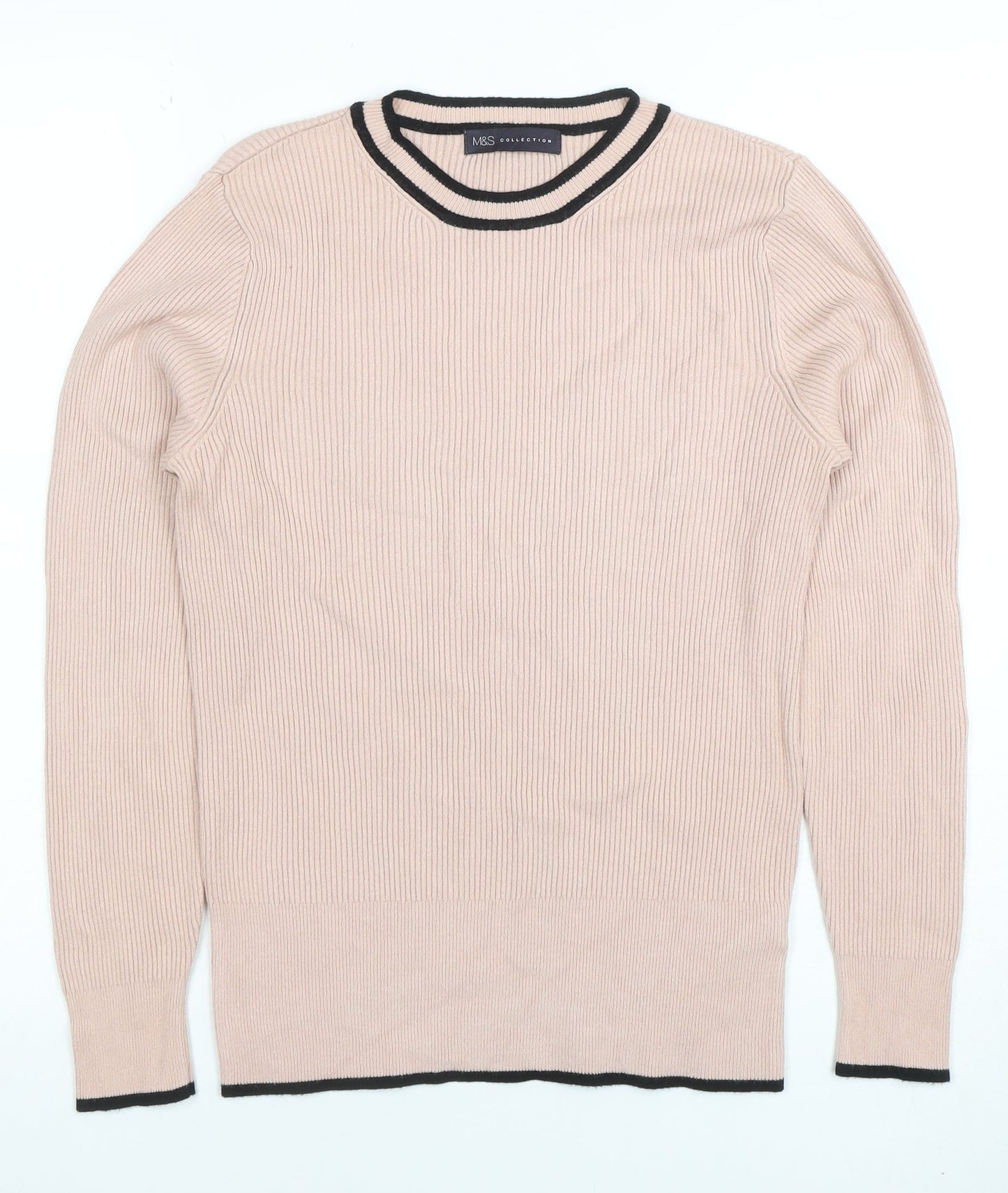 Marks and Spencer Women Beige Knit Long Sleeve Crew Neck Top Size 12